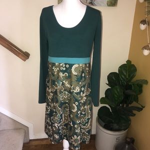 PrAna green paisley long sleeve dress size L